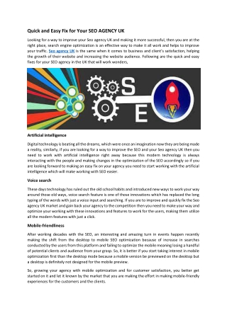 Quick and Easy Fix For Your SEO AGENCY IN UK