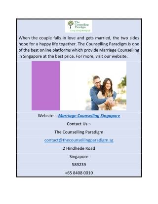 Marriage Counselling Singapore The Counselling Paradigm