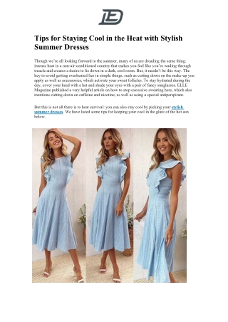 Tips for Staying Cool in the Heat with Stylish Summer Dresses