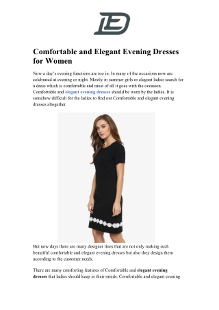 Comfortable and Elegant Evening Dresses for Women