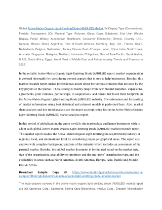 Active-Matrix Organic Light-Emitting Diode (AMOLED) Market