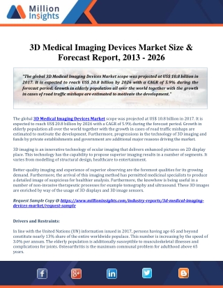 3D Medical Imaging Devices Market is expected to reach US$ 20.8 billion by 2026