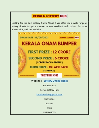 Lottery Online Ticket | buykeralalotteryonline.in