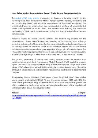 Hvac Relay Market Segmentation, Recent Trade Survey, Company Analysis