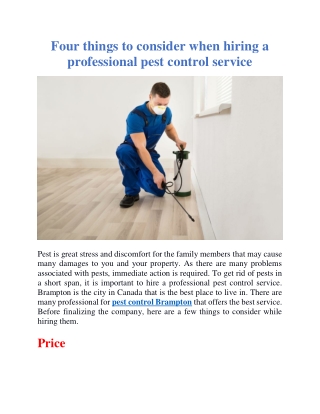 Four things to consider when hiring a professional pest control service