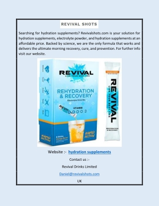Hydration Supplements | Revivalshots.com
