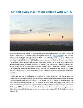 Up and away in a hot air balloon with GIFTA