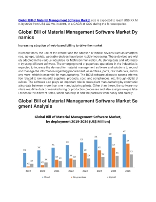 Global Bill of Material Management Software Market size is expected to reach US (1)