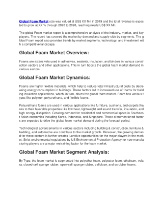 Global Foam Market size was valued at US (1)