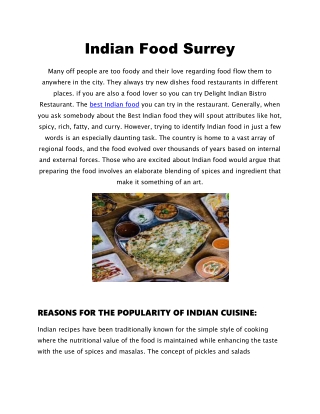 Indian Food Surrey