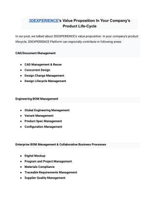 3D Experience in Product Life cycle