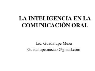 LA INTELIGENCIA EN LA COMUNICACIÓN ORAL