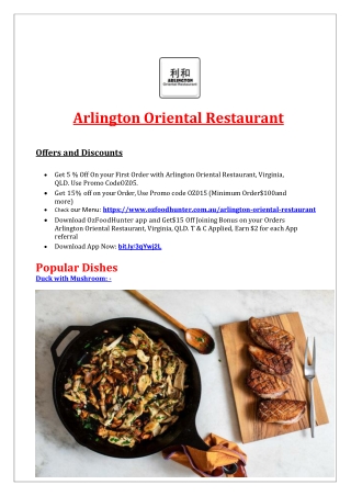5% Off - Arlington Oriental Chinese Restaurant Menu, Virginia, QLD
