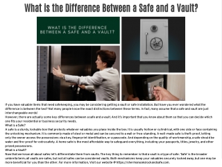 What is the Difference Between a Safe and a Vault?