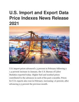 U.S. Import and Export Data Price Indexes News Release 2021