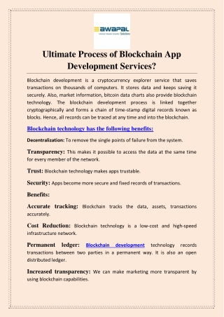 Ultimate Process of Blockchain App Development Services
