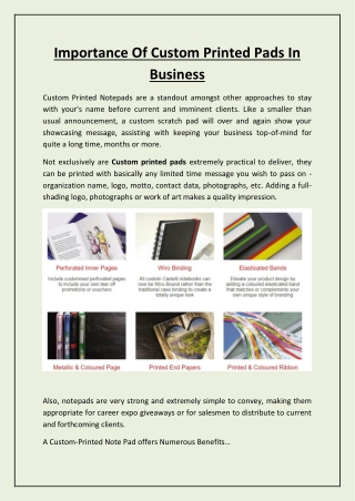 Importance Of Custom Printed Pads In Business