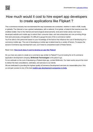 How much does it cost to develop an app like Flipkart