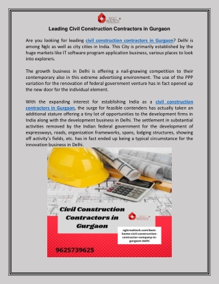 Civil Construction Contractors in Gurgaon- NGLC Realtech