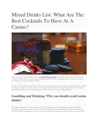 What Are The Best Cocktails To Have At A Casino?