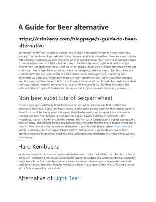 A Guide for Beer alternative