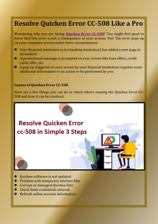 Resolve Quicken Error CC-508