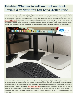 Thinking Whether to Sell Your old macbook Device! Why Not If You Can Get a Stellar Price