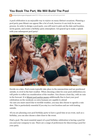 You Book The Part We Will Build The Pool