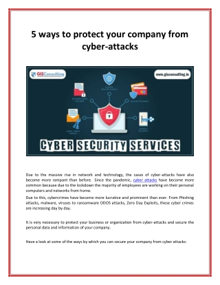 5 ways to protect your company from cyber-attacks