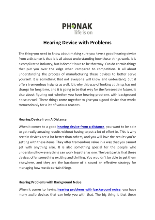 Hearing Device with Problems