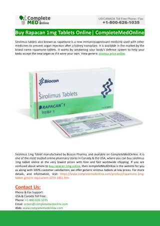 Buy Rapacan 1mg Tablets Online-CompleteMedOnline