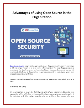 Advantages of using Open Source in the Organization