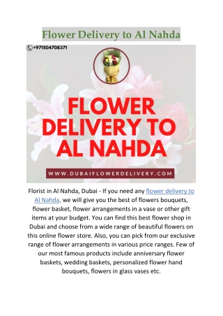 Flower Delivery to Al Nahda-