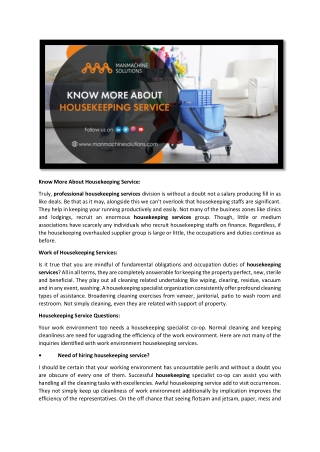 Professional housekeeping services