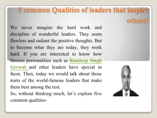 5 common Qualities of leaders that inspire others!