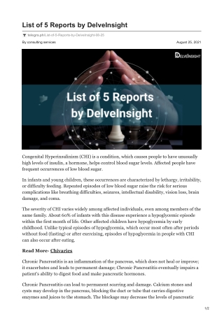 List of 5 Reports by DelveInsight