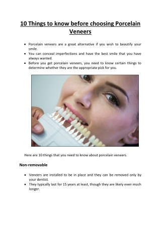 10 Things to know before choosing Porcelain Veneers