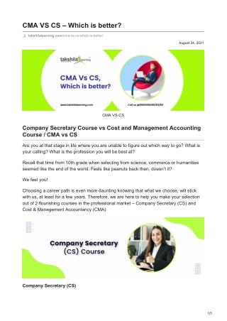 CMA vs CS - which is tough | CS or CMA which is better