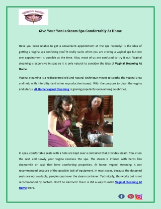 Give Your Yoni a Steam Spa Comfortably At Home