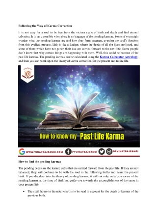 Following the Way of Karma Correction