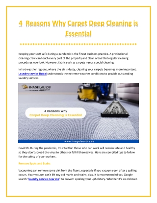 Top 4 Reasons to Deep Clean Your Carpet