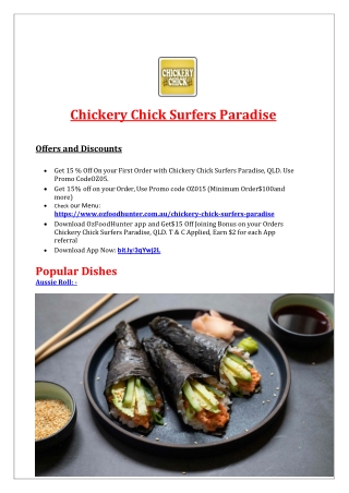 15% Off - Chickery Chick Takeaway Surfers Paradise menu, QLD