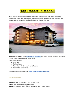 Top Resort in Manali