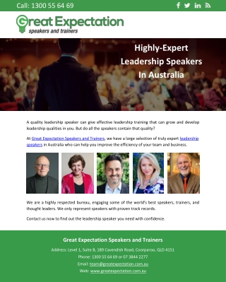 Highly-Expert Leadership Speakers In Australia