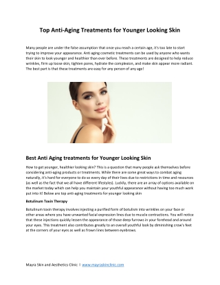 Top Anti Aging Treatments for Younger Looking Skin