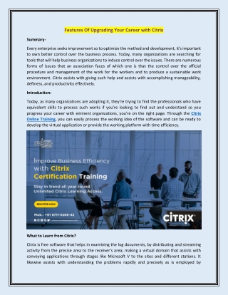 Features Of Upgrading Your Career with Citrix