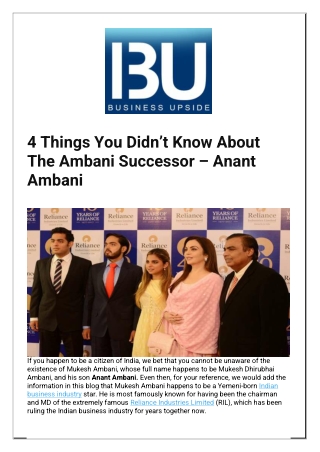 4 Things You Didn’t Know About The Ambani Successor – Anant Ambani