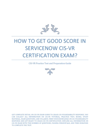 How to Get Good Score in ServiceNow CIS-VR Certification Exam?