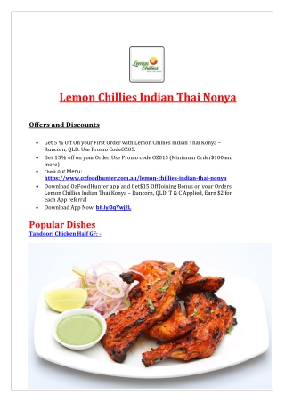 5% Off - Lemon Chillies Indian Thai Nonya Runcorn Menu, QLD