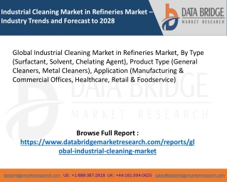 Global Industrial Cleaning Market in Refineries Market – Industry Trends and Forecast to 2028